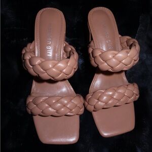 Madden Girl Women's Dixcy Slip On Braided Dress Sandals Blush/Tan